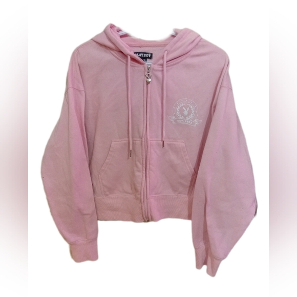 Playboy Pink Cropped Hoodie - Picture 3 of 10